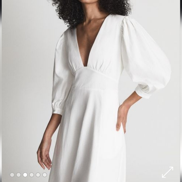 Christie Puff Sleeve Plunge Midi Dress Size 10 - Picture 7 of 14